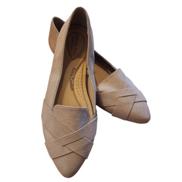 ophelia Shoes - NWOT Ophelia Roe Beige Fauxe Suede Flats With Memory Foam Insoles Size 9.5